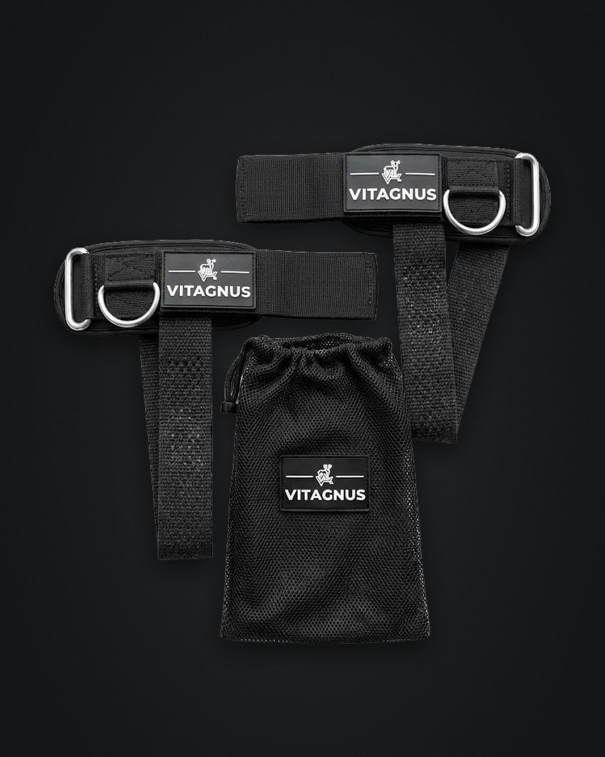 Vitagnus Duo preto – par de straps com cuff e saco de rede