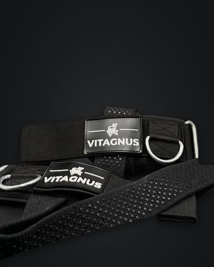 Vitagnus Duo preto – detalhe da placa, argola em D e grip pontilhado