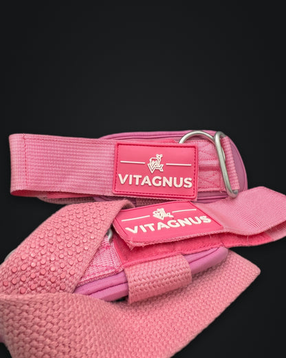 Vitagnus Duo rosa – detalhe da placa e grip pontilhado